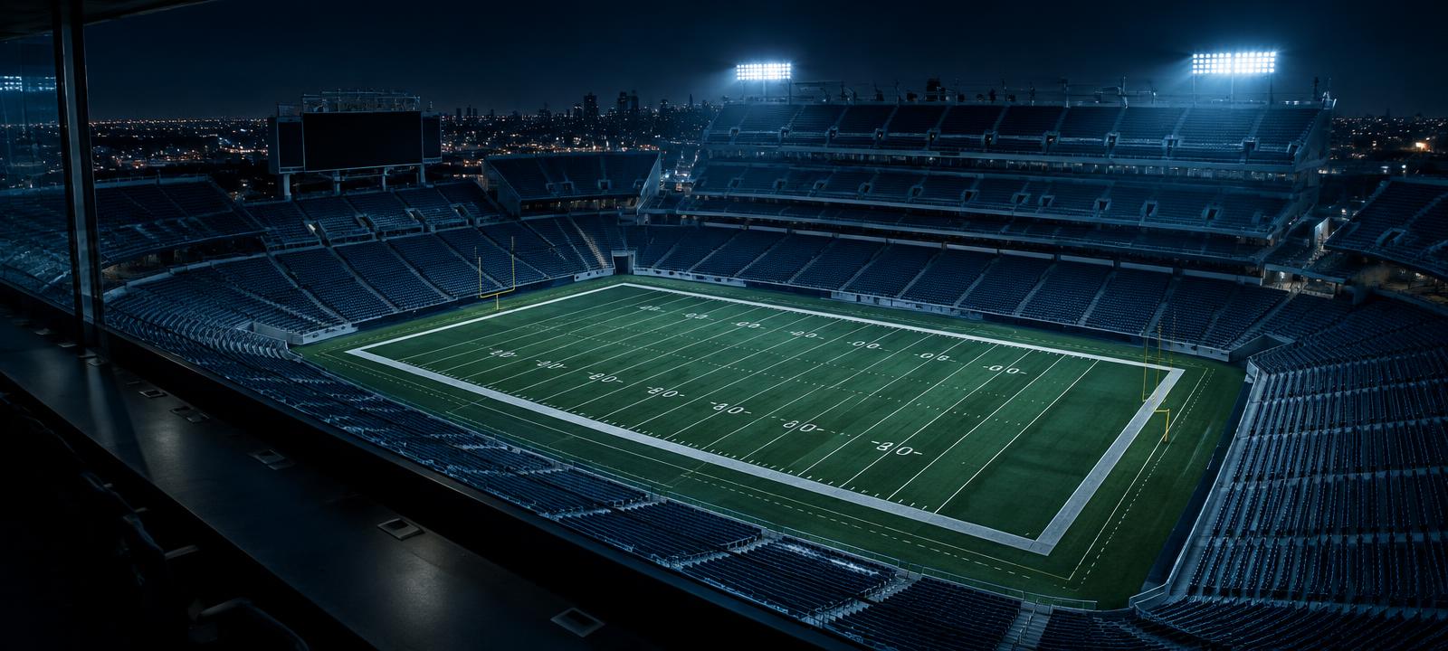 Football field under stadium lights